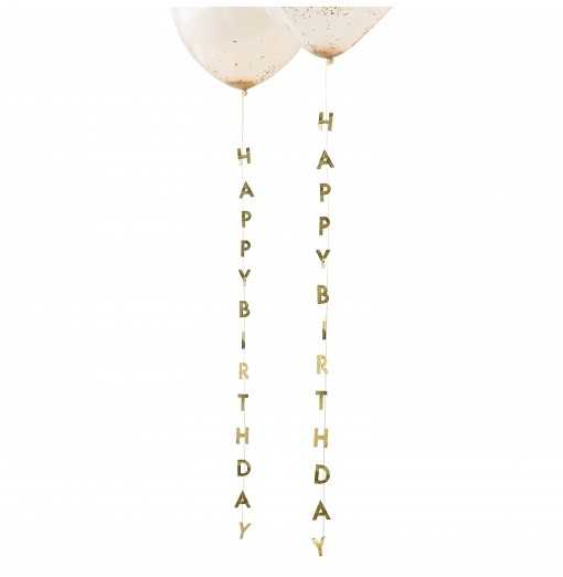 Gold Happy Birthday Balloon Tails