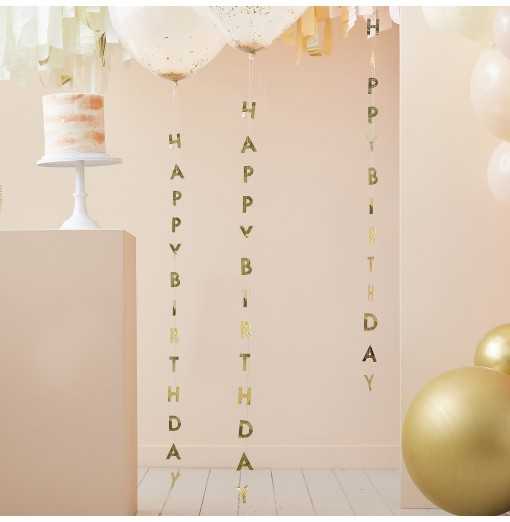 "Happy Birthday" - Guld Ballonhale