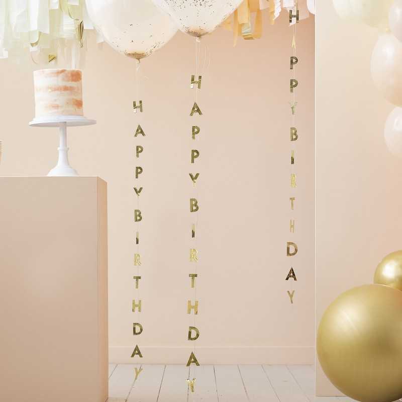 "Happy Birthday" - Guld Ballonhale