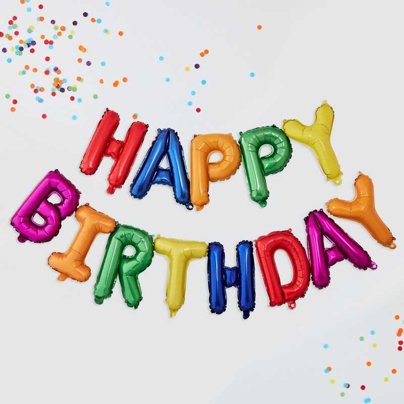 Rainbow Happy Birthday Bunting Balloons Rainbow Happy Birthday Bunting Balloons