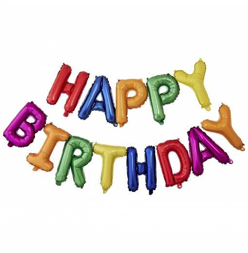 Rainbow Happy Birthday Bunting Balloons Rainbow Happy Birthday Bunting Balloons