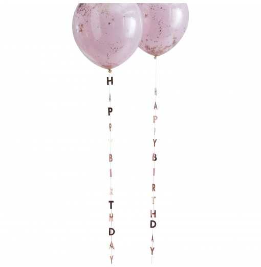 Rose Gold Happy Birthday Balloon Tails