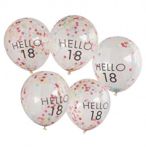 Hello 18 Rainbow Confetti 18th Birthday Balloons