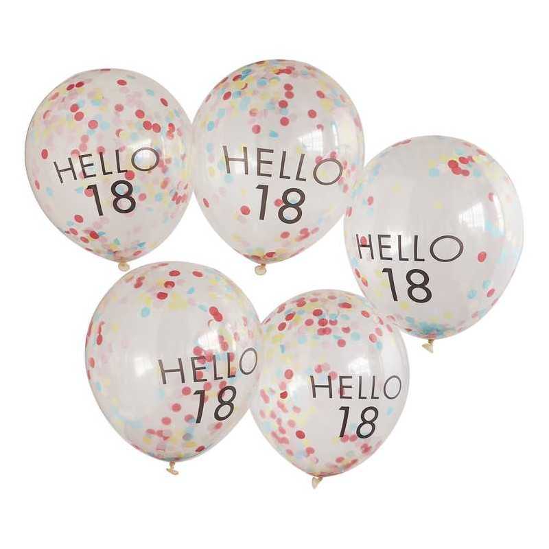 Hello 18 Rainbow Confetti 18th Birthday Balloons