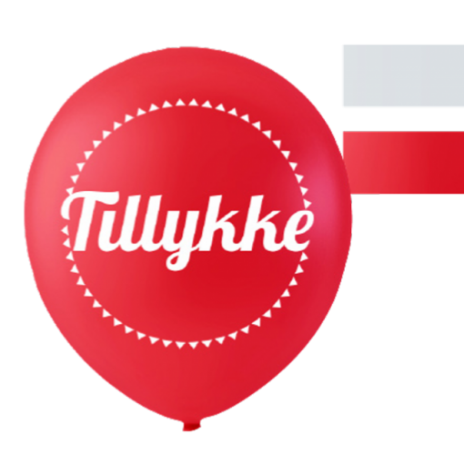 Ballonger med grattis röd och vit 10 st.