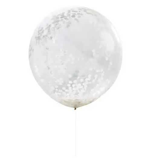 Vacker botanik - Ballonger - Enorm - Vit konfetti